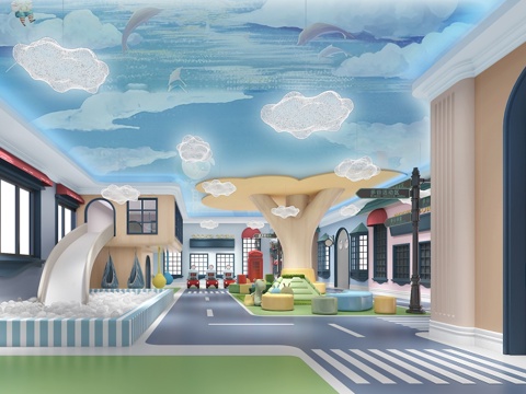 早教托育中心  最新全套施工图 效果图合集cad施工图