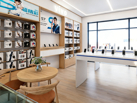 现代简约手机店 电子产品专卖店 数码店 展示台广告墙su模型