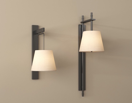 现代新中式壁灯 金属壁灯su模型