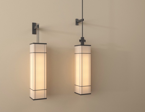 新中式壁灯 宋氏美学壁灯 床头壁灯 金属壁灯su模型