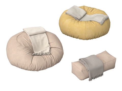 现代懒人沙发 单人沙发 坐垫su模型