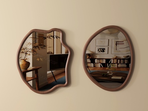  中古风镜子 化妆镜 装饰镜 落地镜3d模型 