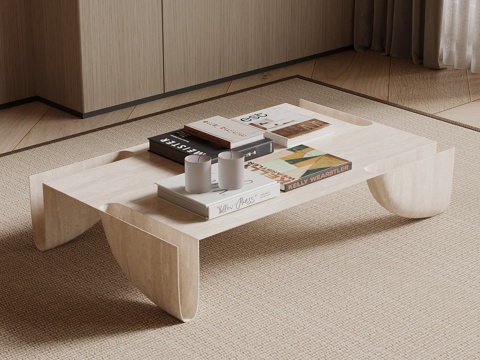  现代中古风茶几3d模型 