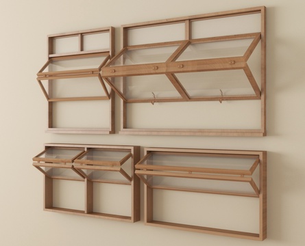  中式折叠窗 上下折叠窗3d模型 