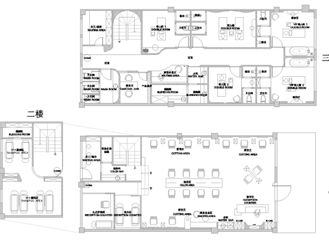 轻奢美容美发 最新全套施工图 效果图合集cad施工图 