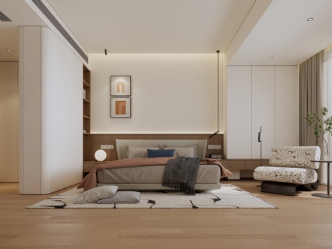 现代卧室su模型