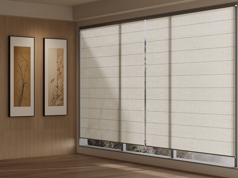  新中式窗帘 纱帘3d模型 