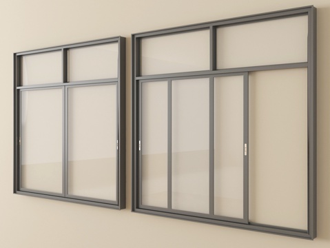 现代窗户推拉窗 落地窗 阳台窗su模型