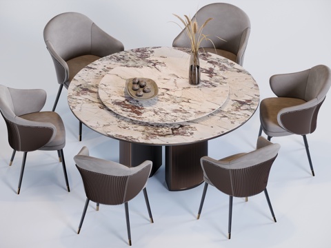 现代意式圆餐桌su模型