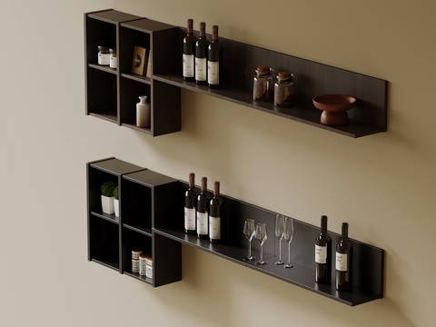  现代意式酒架 置物架3d模型 