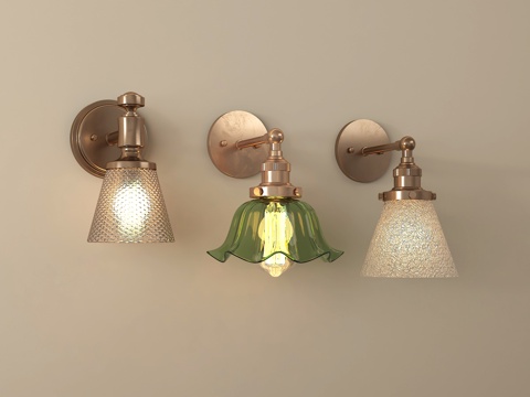 法式复古壁灯 玻璃壁灯su模型