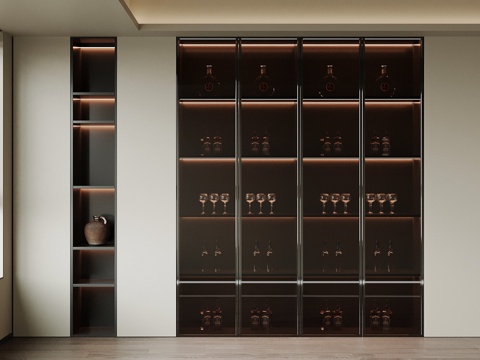  现代酒柜 餐边柜su模型 