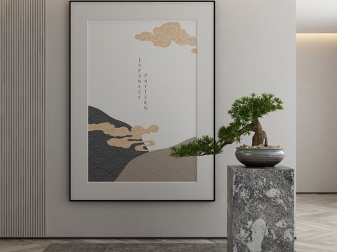  新中式侘寂挂画 油画3d模型 