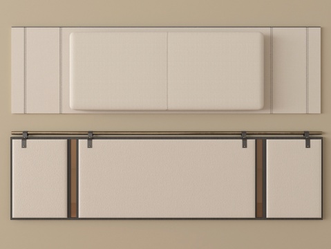  现代床头靠背 软包床靠背 床品su模型 