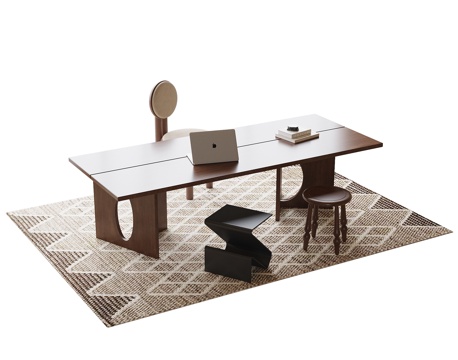  现代书桌椅 书桌 书椅3d模型 