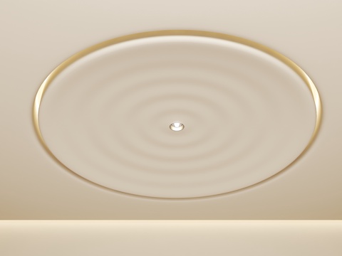  宅寂风格吊顶 圆形异形吊顶 悬浮吊顶 奶油风吊顶吊灯 书房吊3d模型 