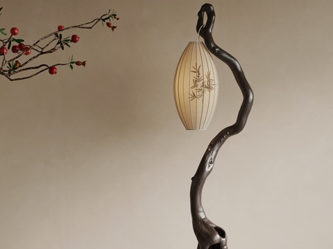  新中式落地灯su模型 