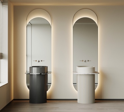  现代洗手台 台盆 镜子3d模型 