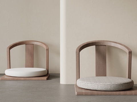  现代中古风休闲椅 坐垫su模型 