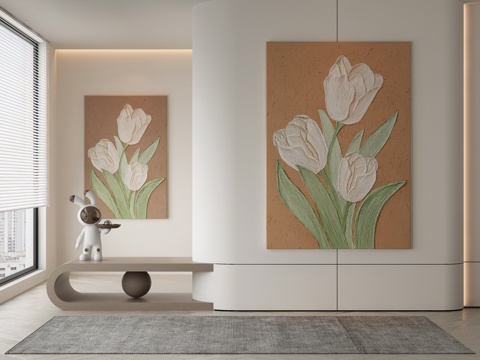  现代侘寂挂画 油画3d模型 