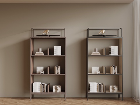  现代书架 置物架su模型 