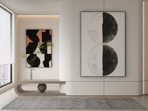  现代侘寂挂画 油画3d模型 