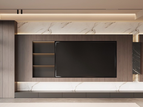  现代意式背景墙 电视背景墙3d模型 