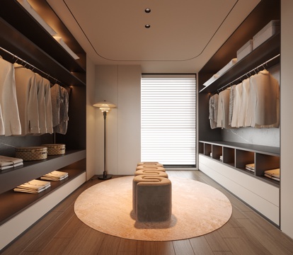 现代衣帽间 衣柜su模型