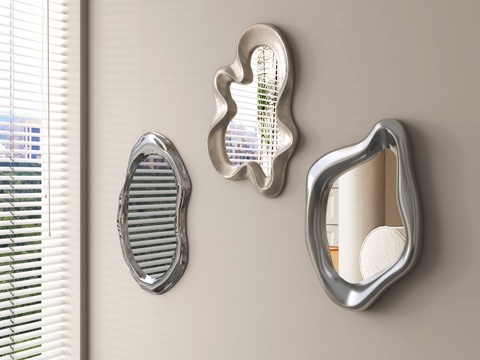  现代镜子 金属镜子 创意镜子 装饰镜子3d模型 