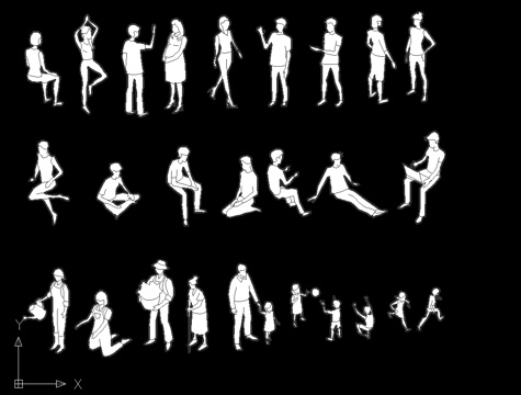 线稿风鸟瞰人物CAD(21张)cad施工图