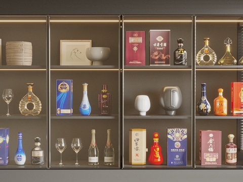  酒 高档白酒 茅台 五粮液 国窖 梦之蓝 汾酒 红酒 酒杯3d模型 