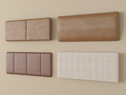  意式软包 床头靠背 床品 皮质软包3d模型 