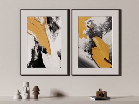  现代侘寂挂画 油画3d模型 