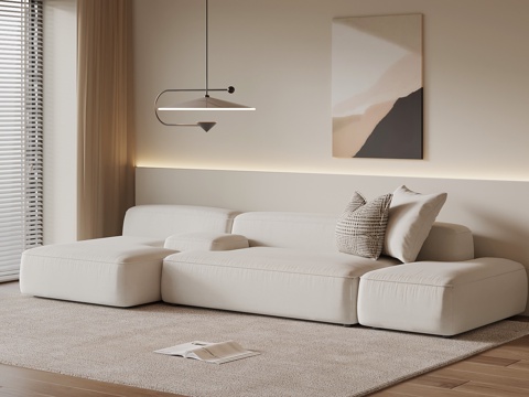  现代多人沙发 布艺休闲沙发3d模型 