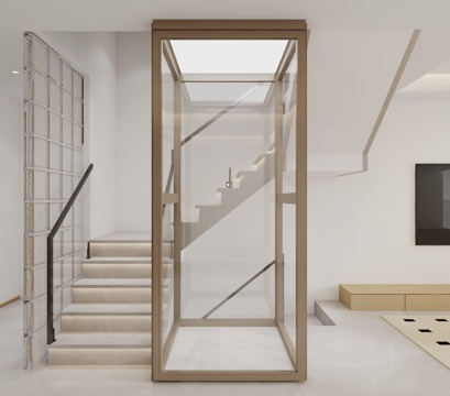  现代别墅玻璃电梯厅3d模型 