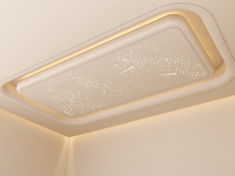  宅寂风格吊顶 星空吊顶 悬浮吊顶 星空顶 奶油风吊顶吊灯 书3d模型 