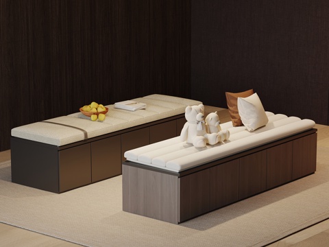 现代意式飘窗 坐垫su模型