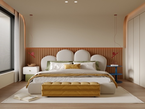 现代儿童房 儿童床su模型