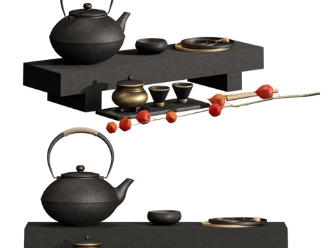  现代茶具3d模型 