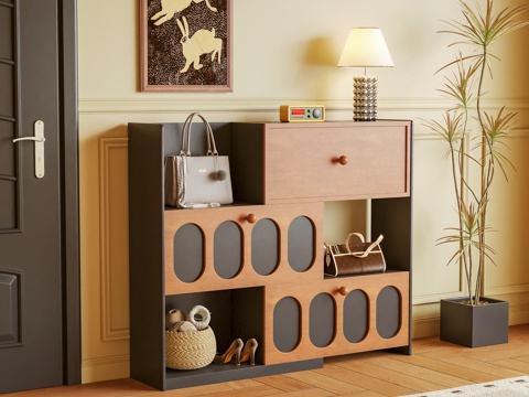  鞋柜 玄关柜 储物柜 伸缩柜 边柜 摆件3d模型 