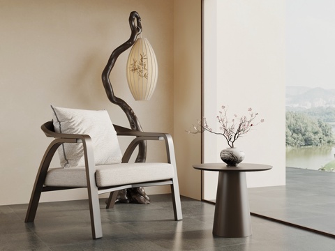  新中式休闲椅 沙发椅3d模型 