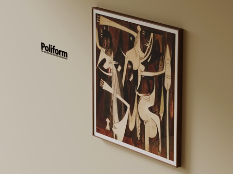 中古风挂画 客厅装饰画su模型