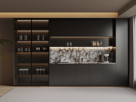  现代酒柜 餐边柜3d模型 