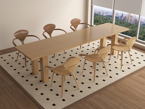 现代洽谈桌椅 休闲桌椅 实木餐桌椅su模型