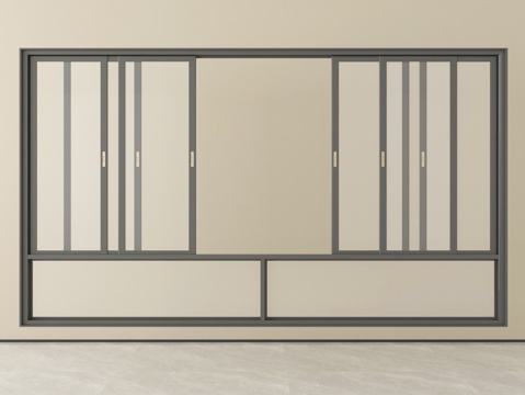 现代窗户推拉窗 落地窗 阳台窗su模型