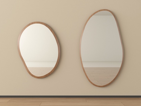  中古风镜子 化妆镜 装饰镜 穿衣镜3d模型 