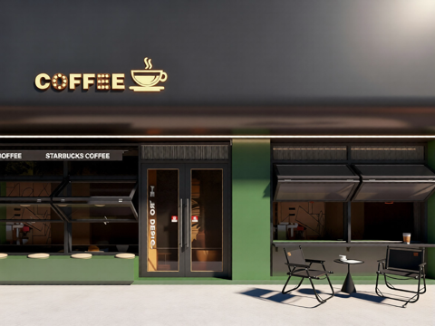  咖啡店门头3d模型 