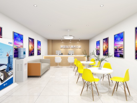  酒店前台  前台接待 旅游社3d模型 