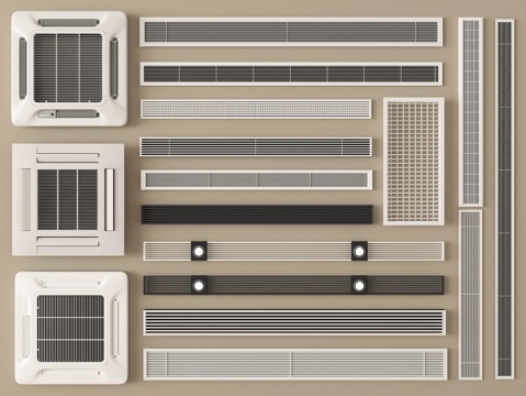 现代中央空调出风口 吸顶空调 出风口su模型