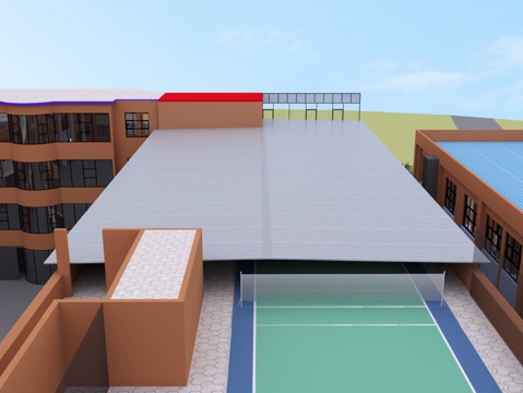  楼房  小区 彩钢房顶3d模型 